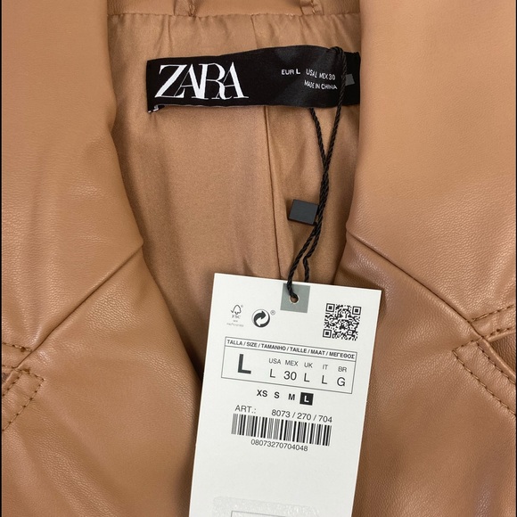 ZARA Faux Leather Lap Coat Double Breast Vid img - Picture 5 of 13